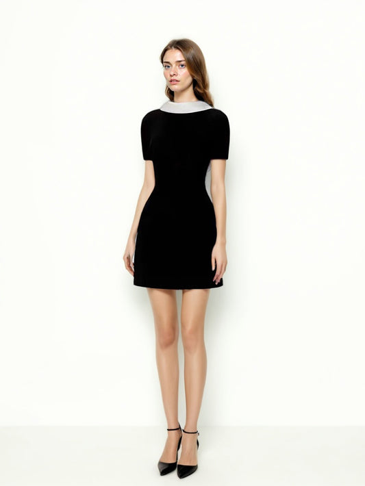 Hit Color Backless Short Dress