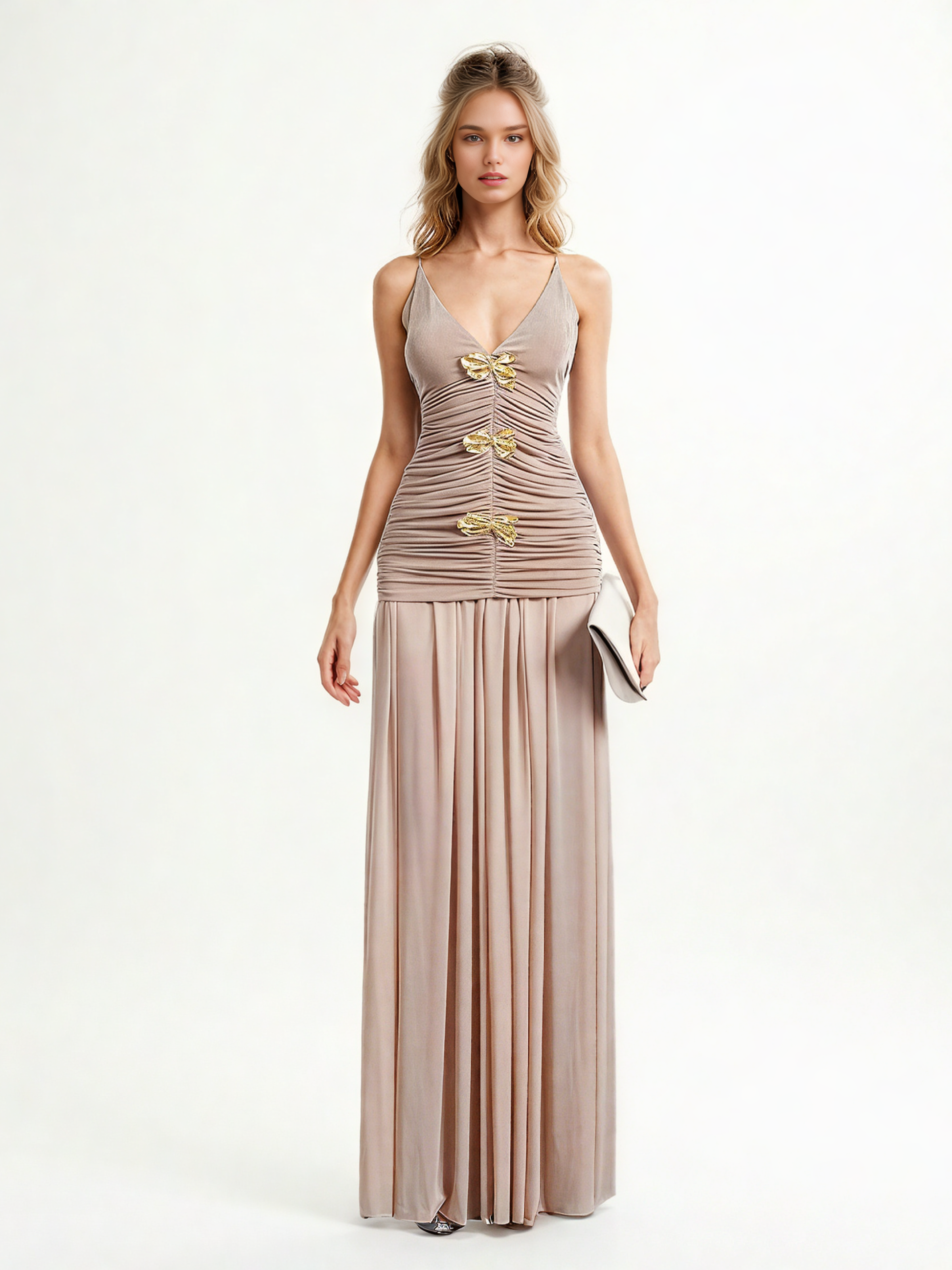 V-neck Solid Two Piece Set
