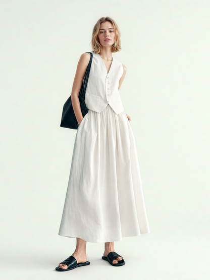 Elegant Solid Sleeveless Two Piece Set