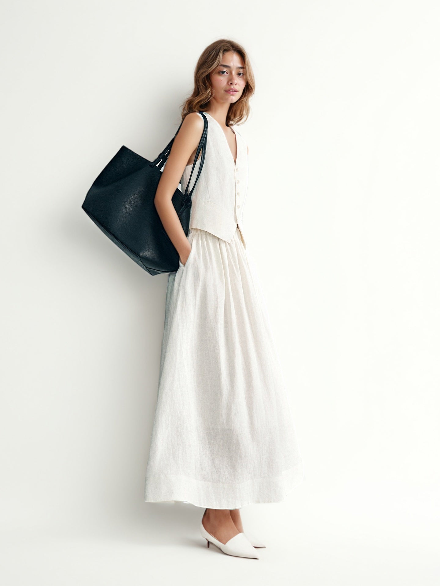 Elegant Solid Sleeveless Two Piece Set