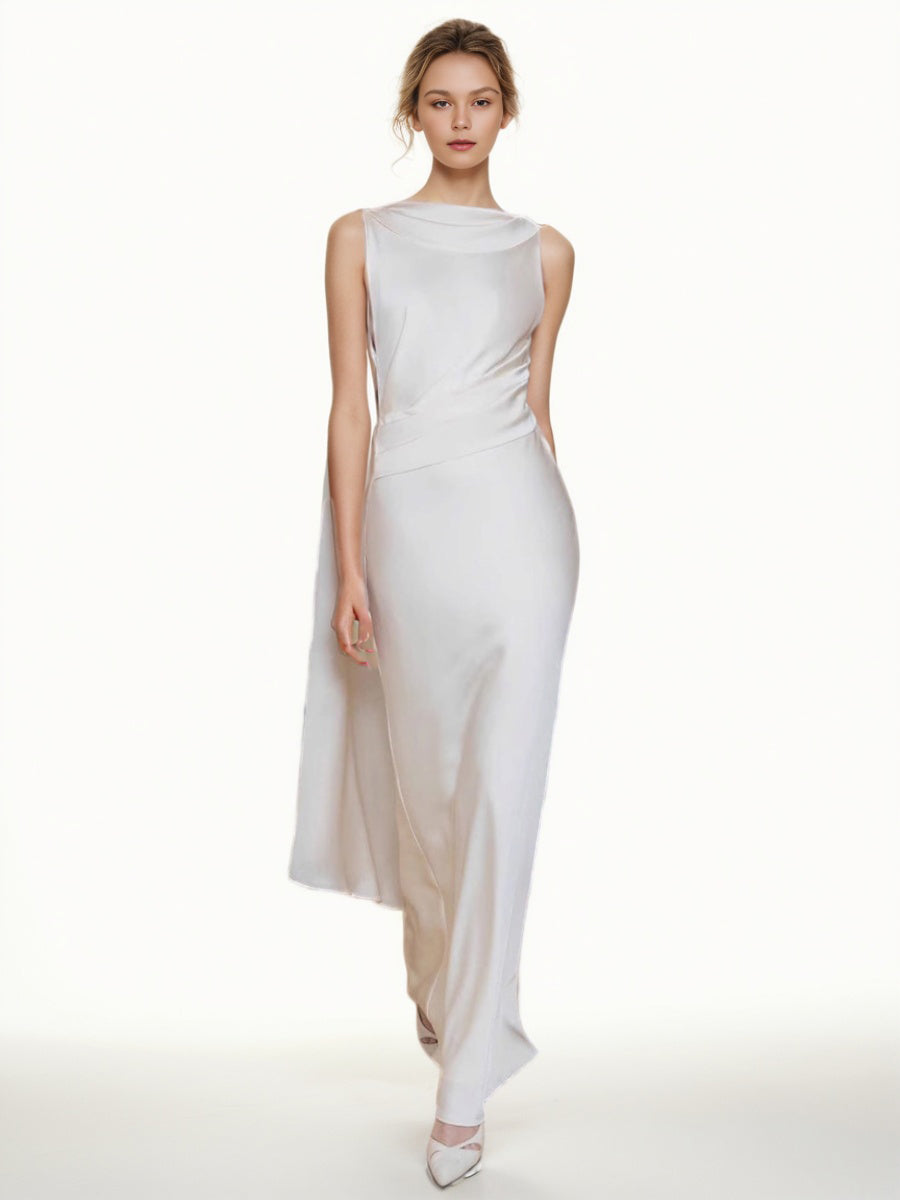 Elegant Solid Sleeveless Long Dress