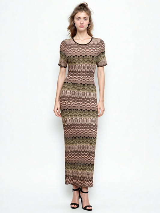 Elegant Round Neck Long Dress
