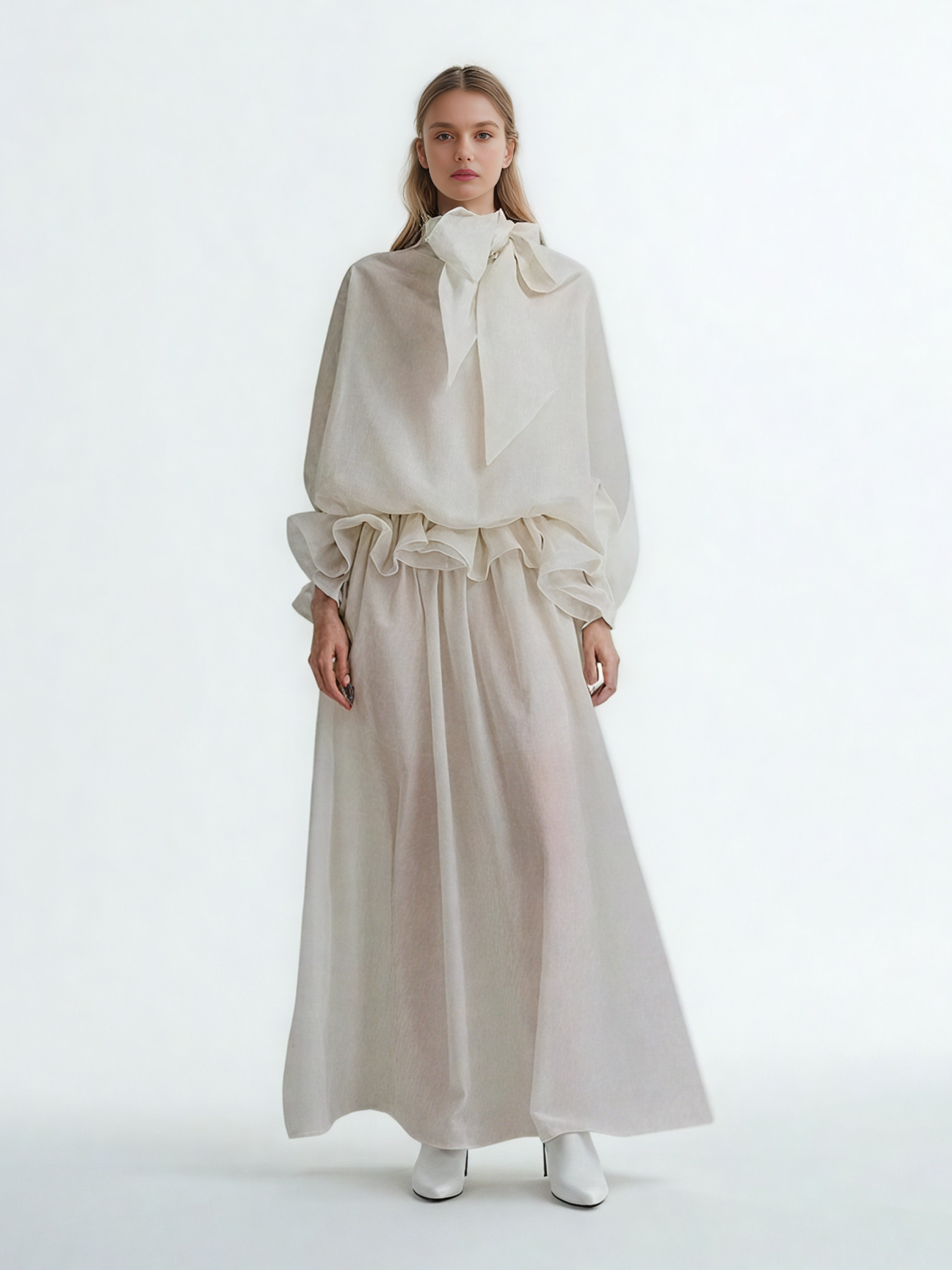 Elegant Solid Lace Up Long Dress