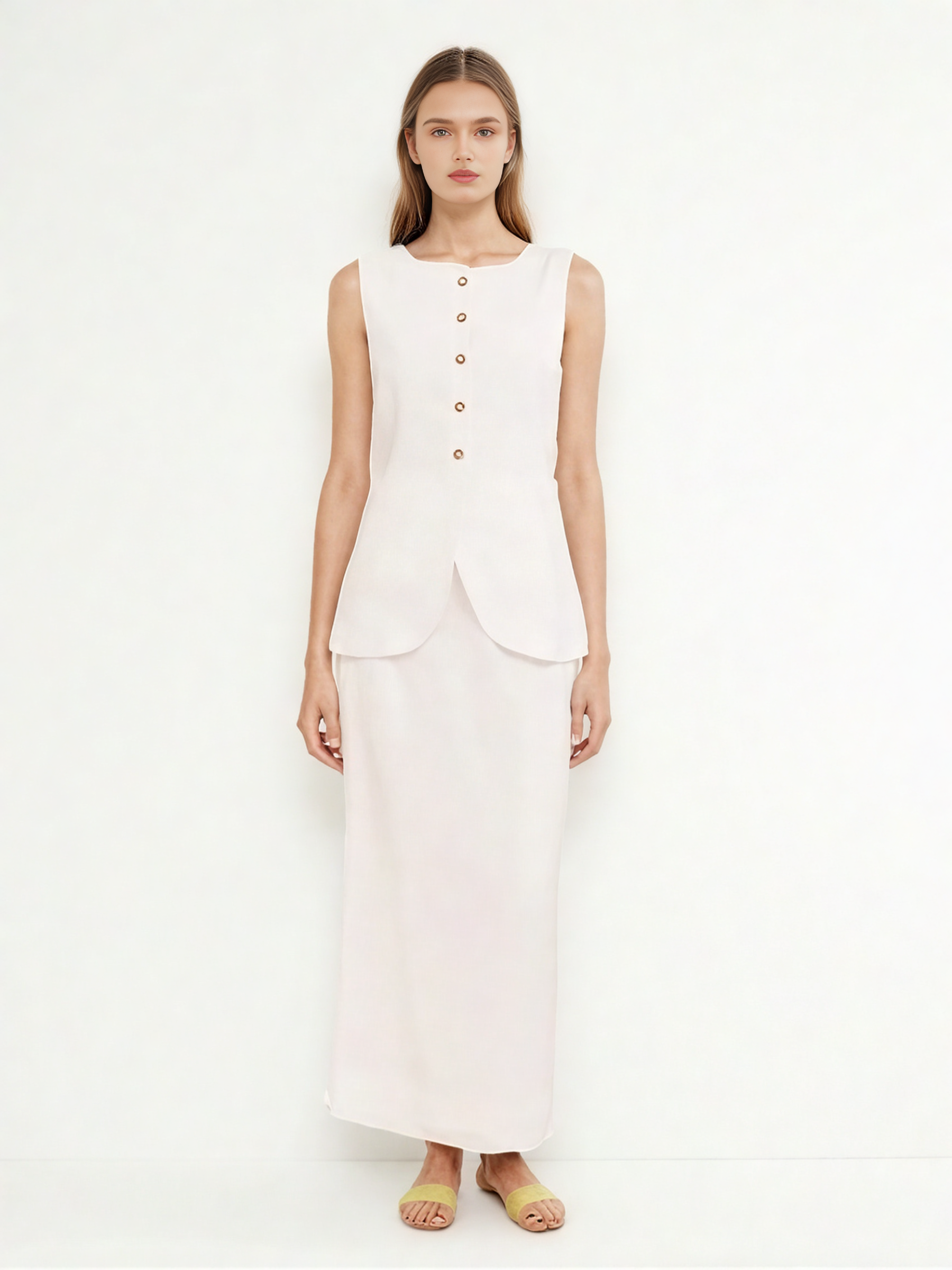 Solid Sleeveless Two Piece Set