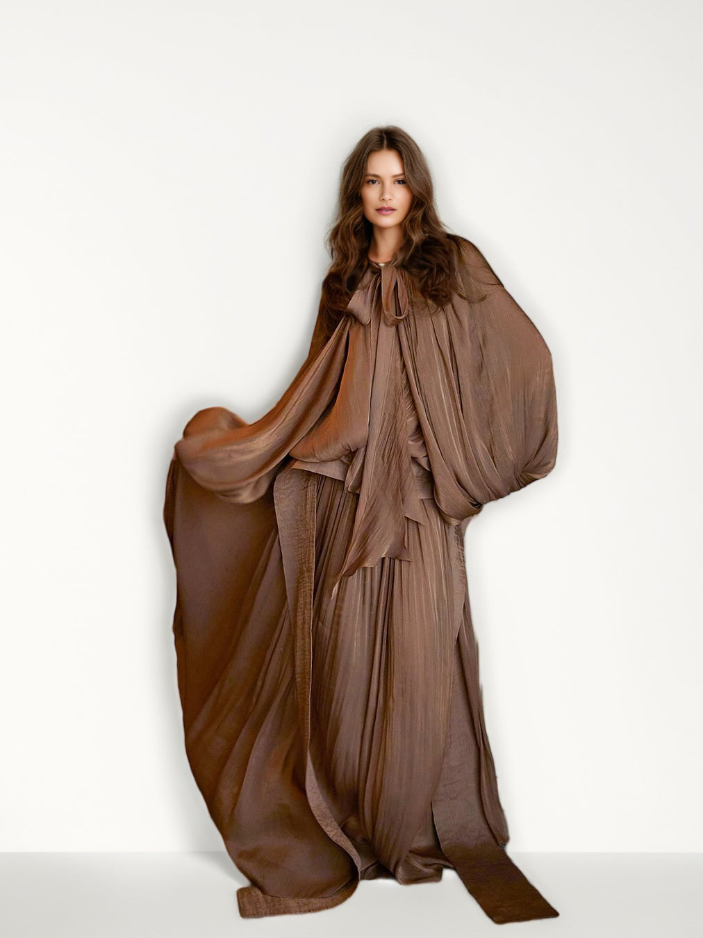 Elegant Solid Pleated Long Dress
