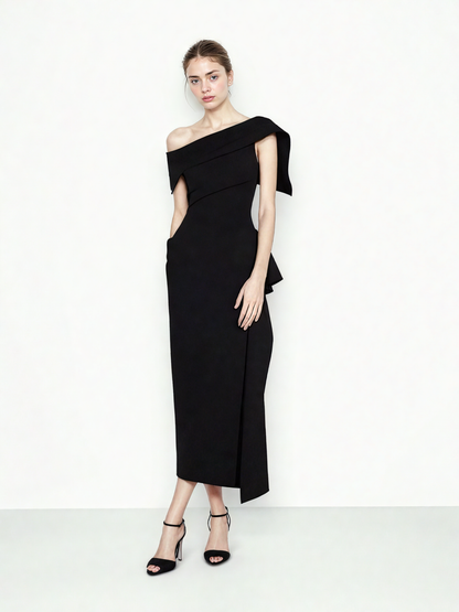 Solid Elegant Off Shoulder Long Dress