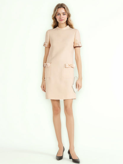 Elegant Patchwork Bowknot Short Dress