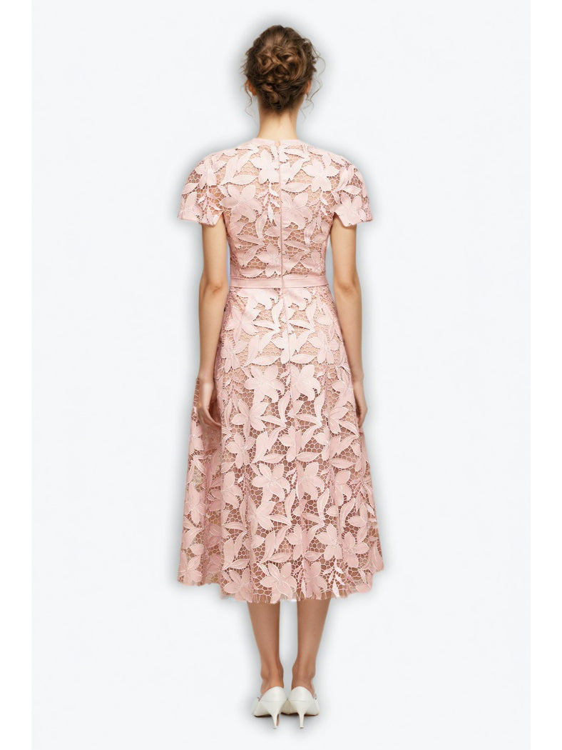 Elegant Patchwork Flower Midi Dress