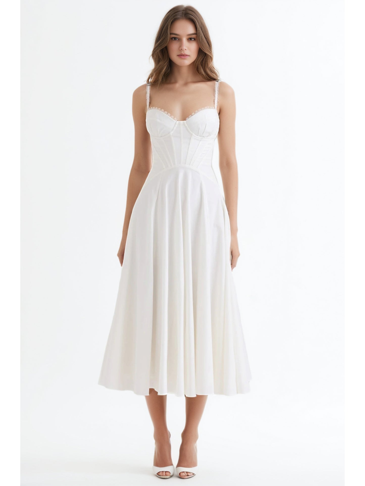 Elegant Strap Pleated Midi Dress