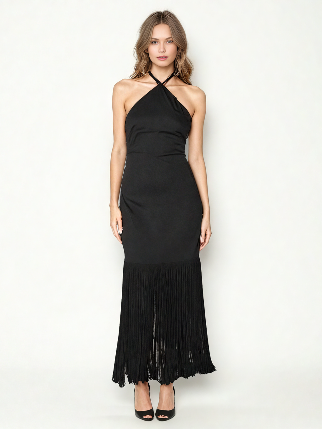 Elegant Solid Backless Long Dress