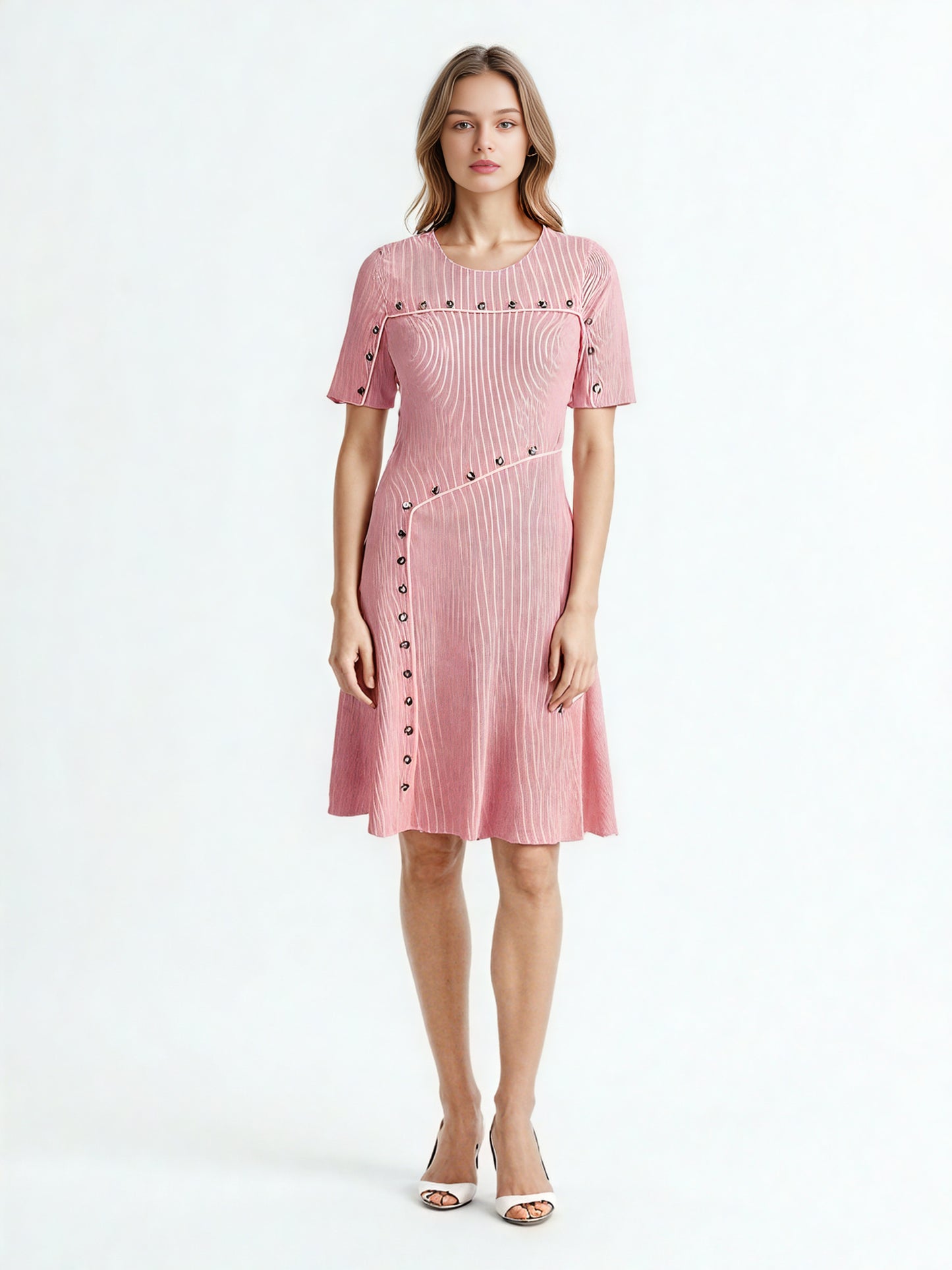 Round Neck Patchwork Short Dress