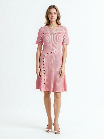 Round Neck Patchwork Short Dress