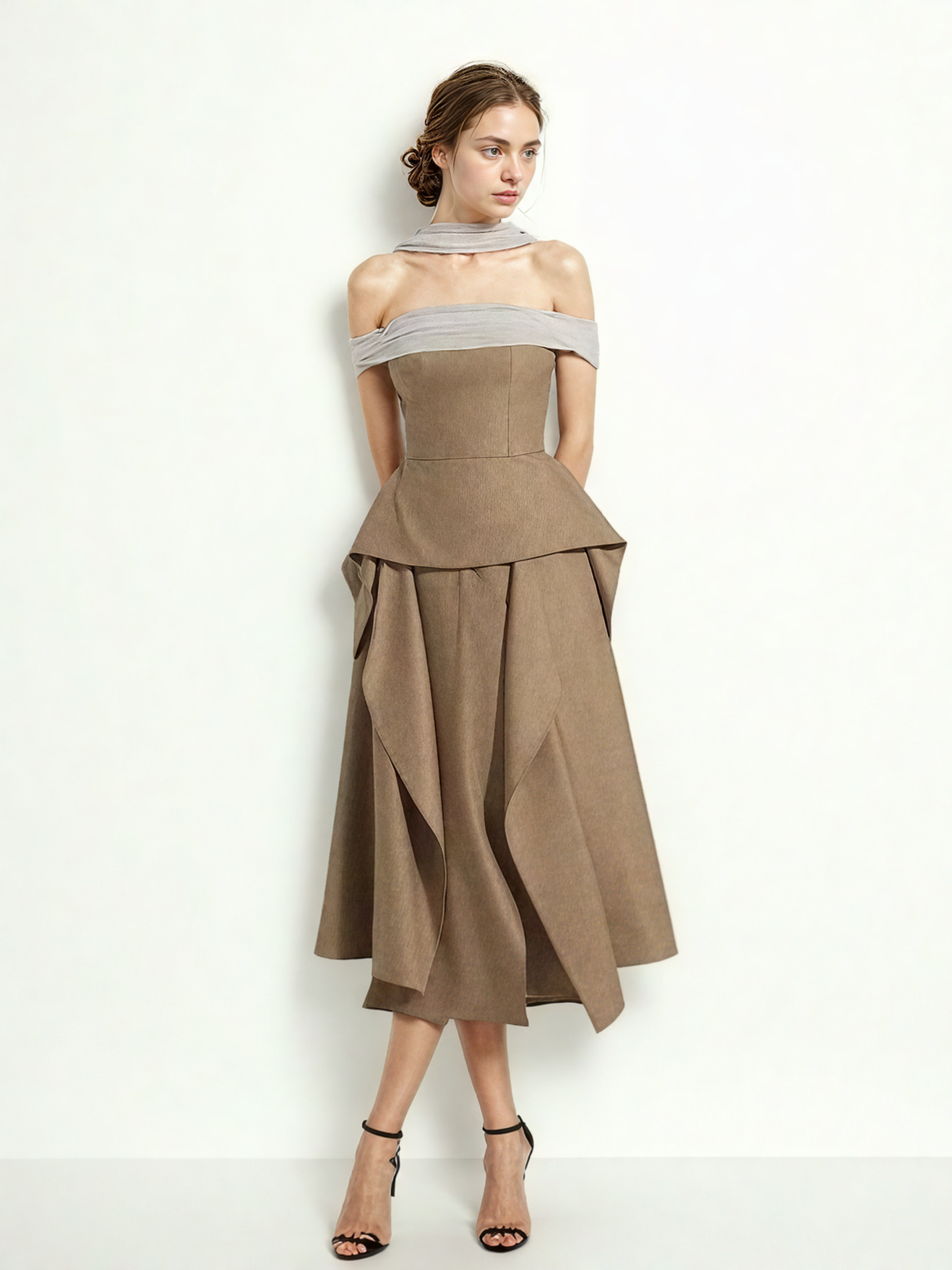 Off Shoulder Mesh Two Piece Set