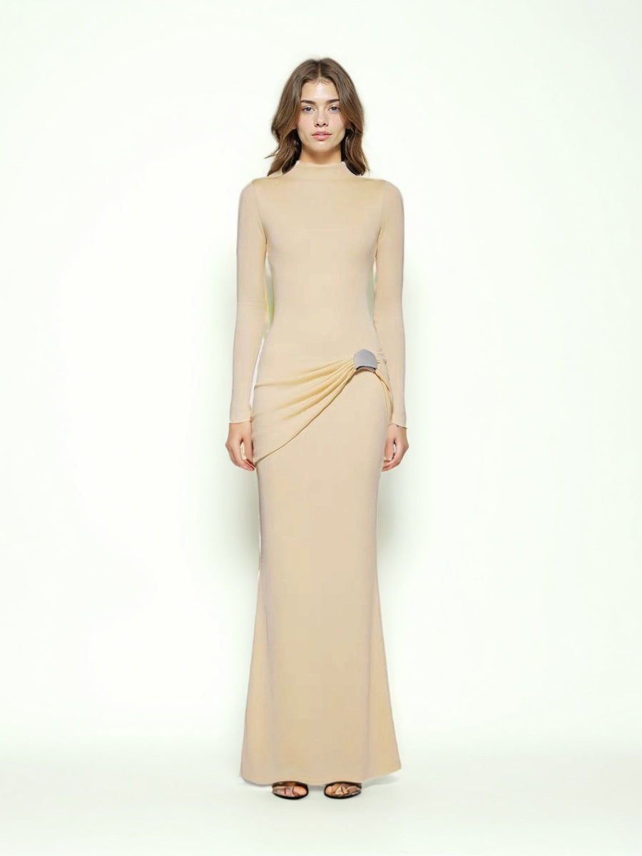 Solid Long Sleeves Long Dress