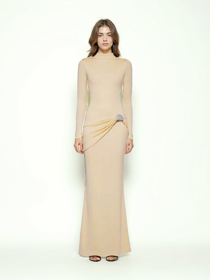 Solid Long Sleeves Long Dress