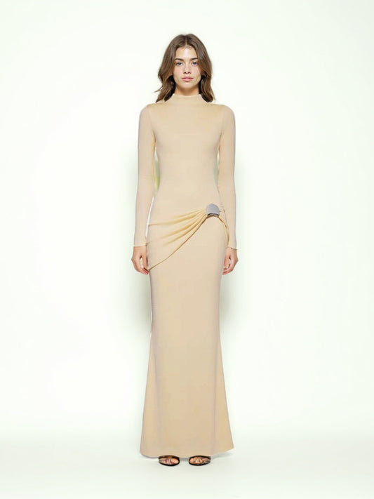 Solid Long Sleeves Long Dress