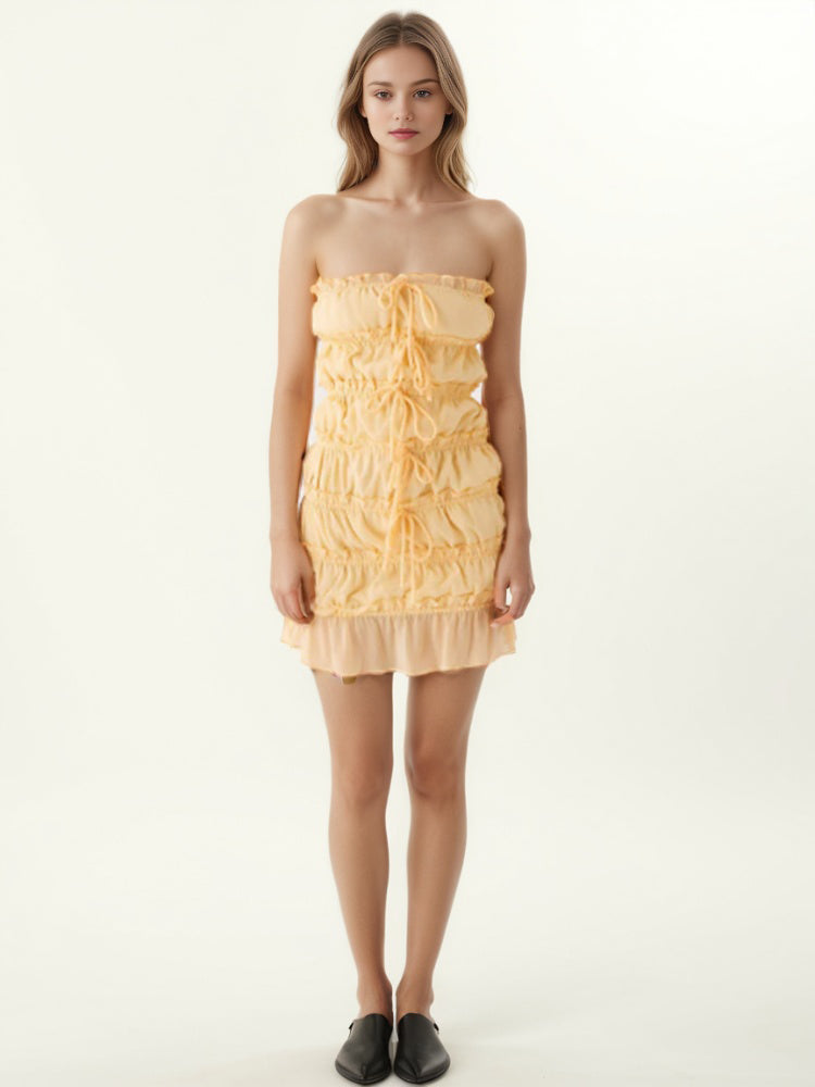 Off Shoulder Ruched Short Dress