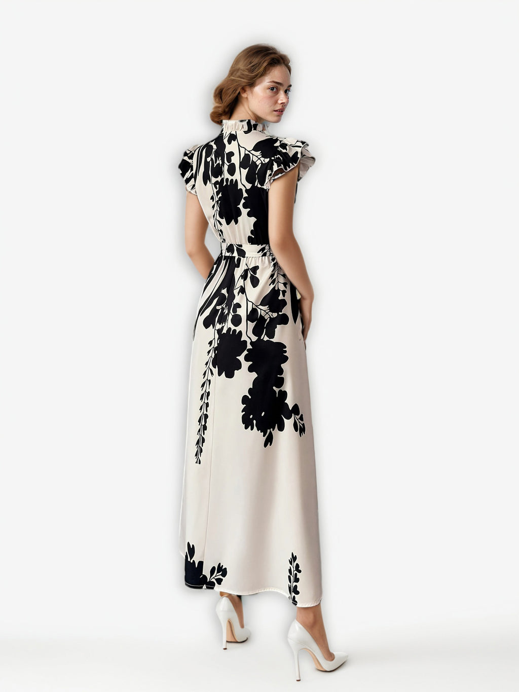 Elegant Print Hit Color Long Dress