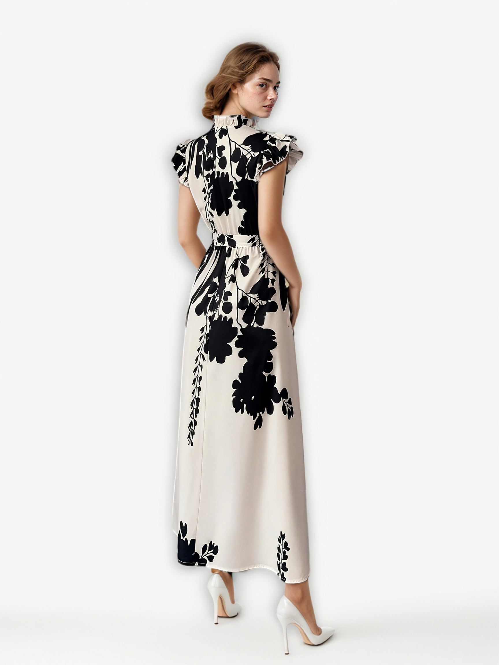 Elegant Print Hit Color Long Dress