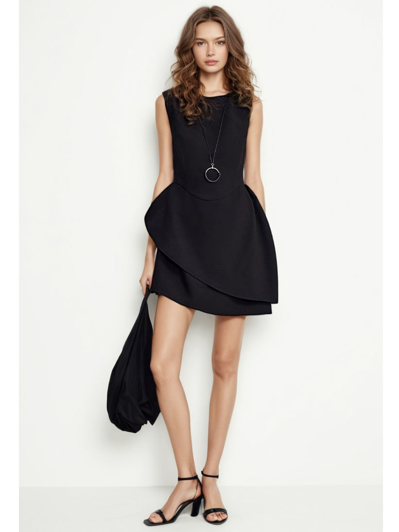 Elegant Solid Sleeveless Short Dress