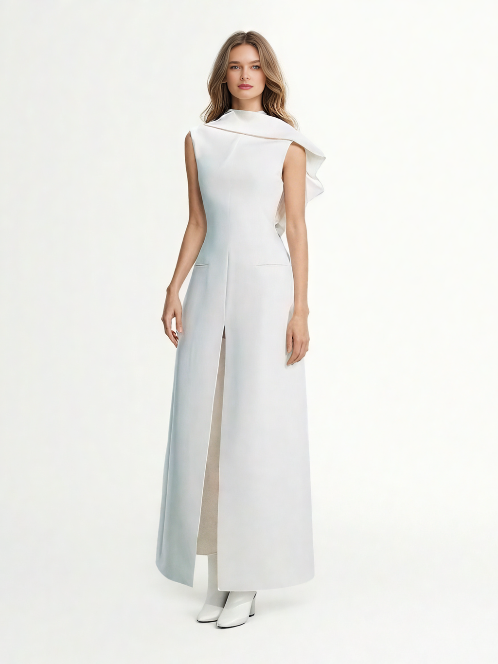 Solid Sleeveless Side Split Long Dress