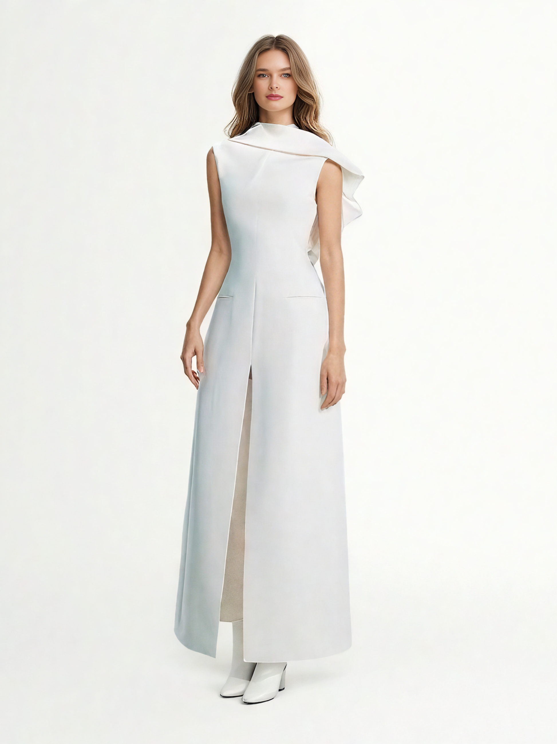 Solid Sleeveless Side Split Long Dress