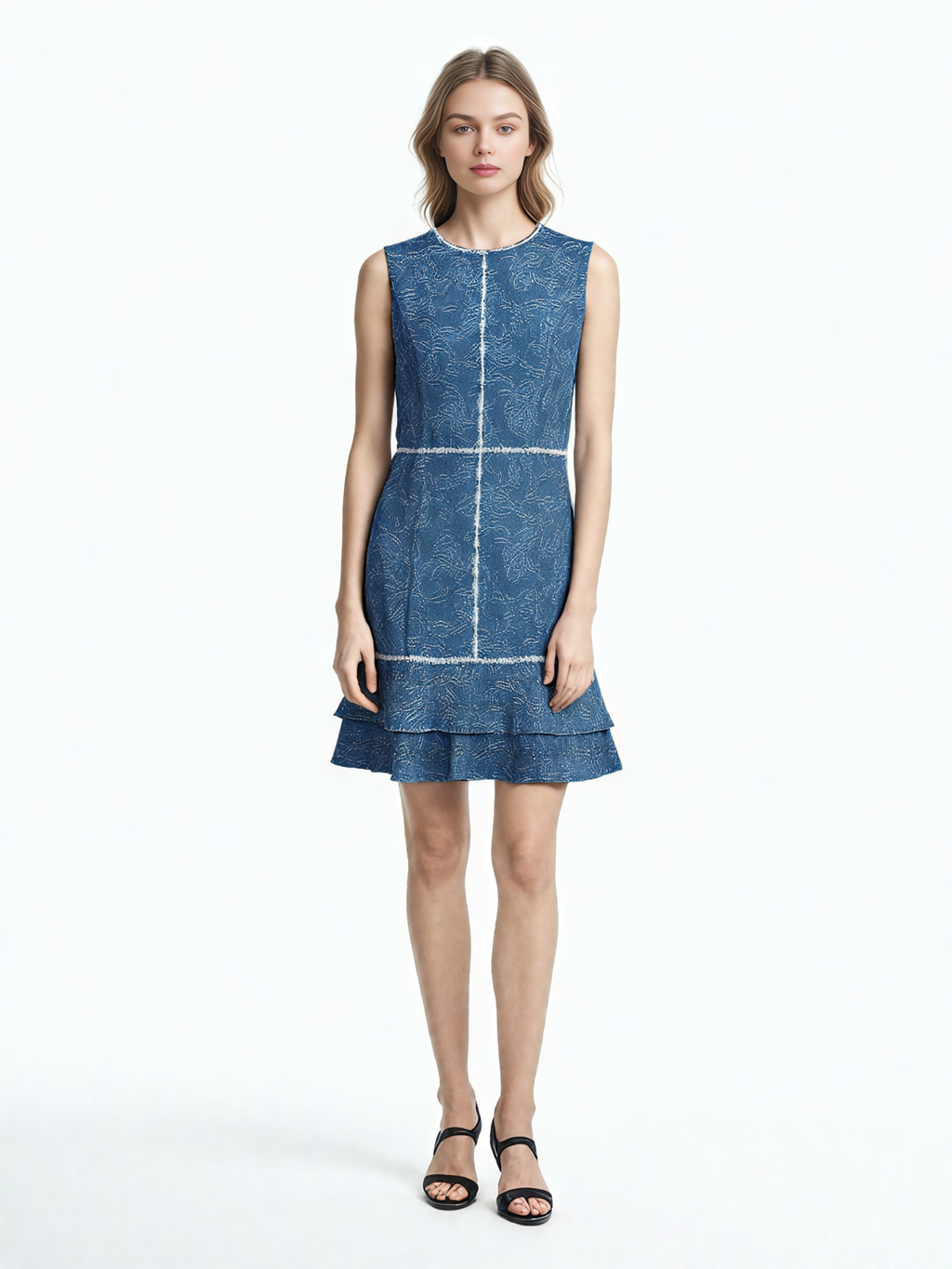 Hit Color Round Neck Short Dress