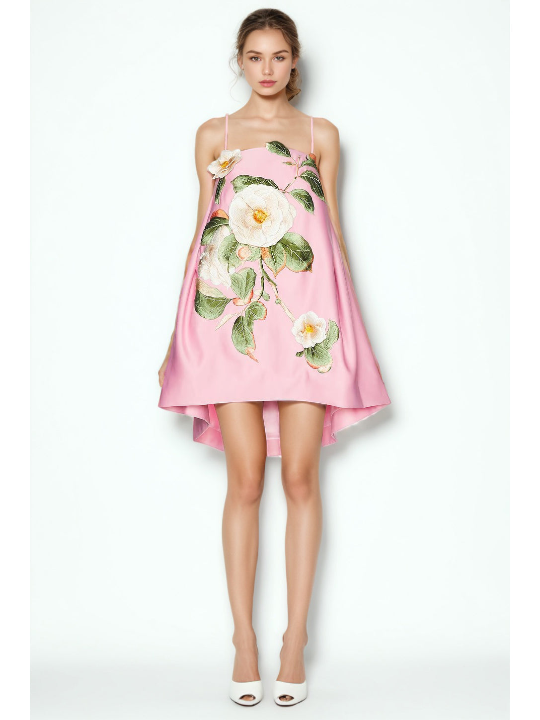 Patchwork Flower Starp Short Dress