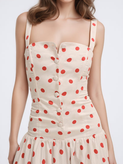 Off Shoulder Wave Point Midi Dress