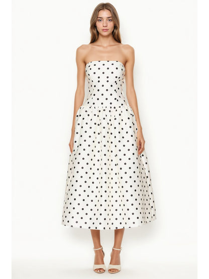 Off Shoulder Wave Point Long Dress