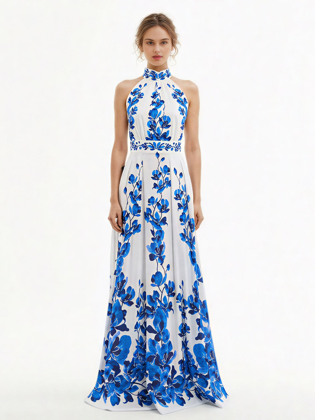 Print Sleeveless Backless Long Dress
