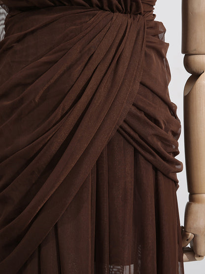 Off Shoulder Mesh Long Dress