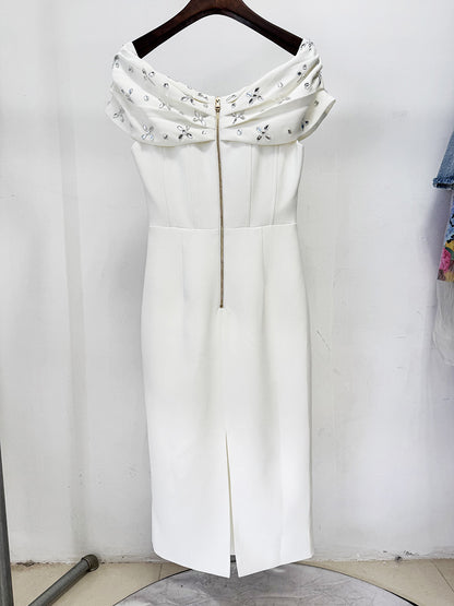 One Line Patchwork Diamonds Midi Dress