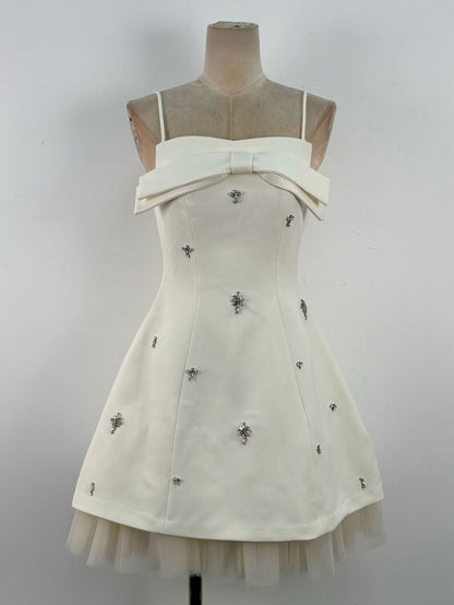 Patchwork Mesh Diamonds Short Dress