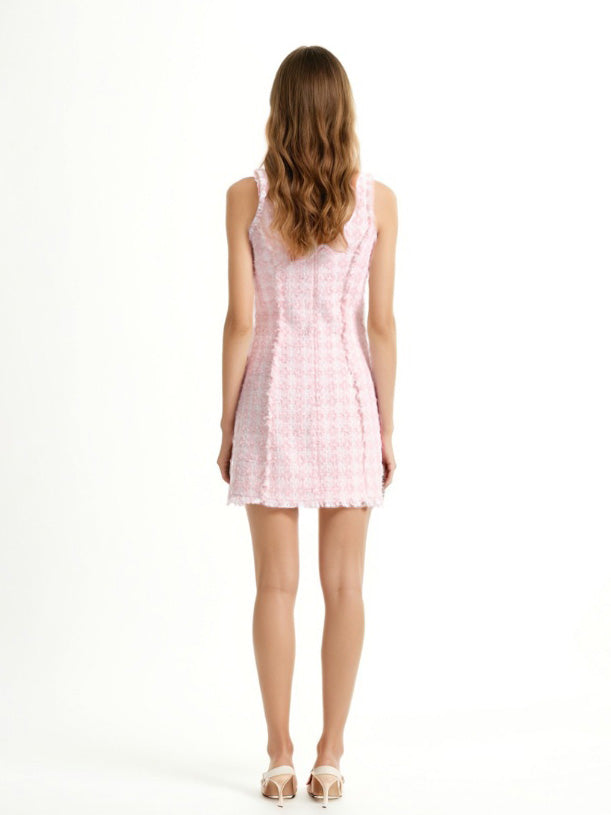 Elegant Solid Patchwork Short Dress
