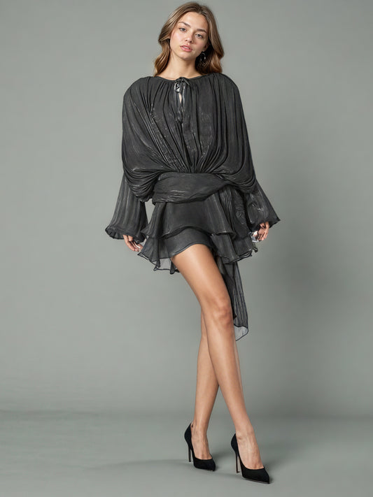 Glamorous Black Tie - Neck Wrap Mini Dress