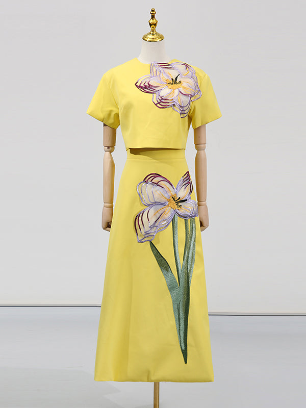 Casual Print Solid Two Piece Set