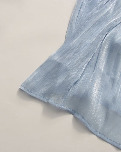 Blue 3D Floral Ruched Waist Maxi Dress