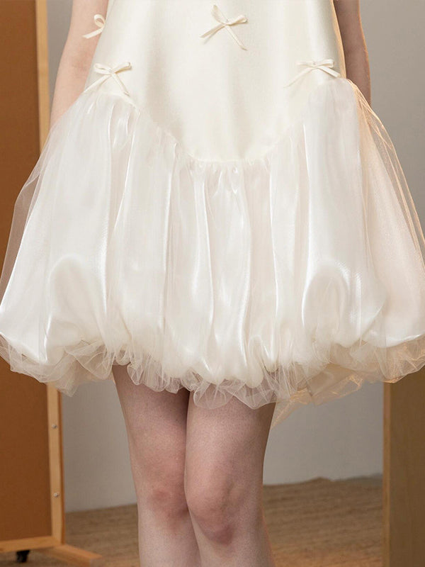 Patchwork Bowknot Sleeveless Short Dress
