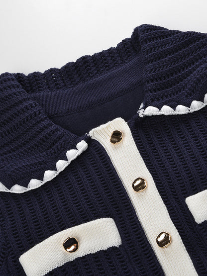 Knit V-neck Ruffles Short Dress
