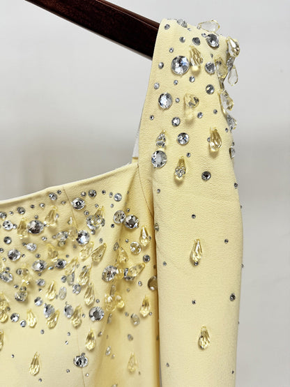 Patchwork Diamonds Square Collar Long Dress