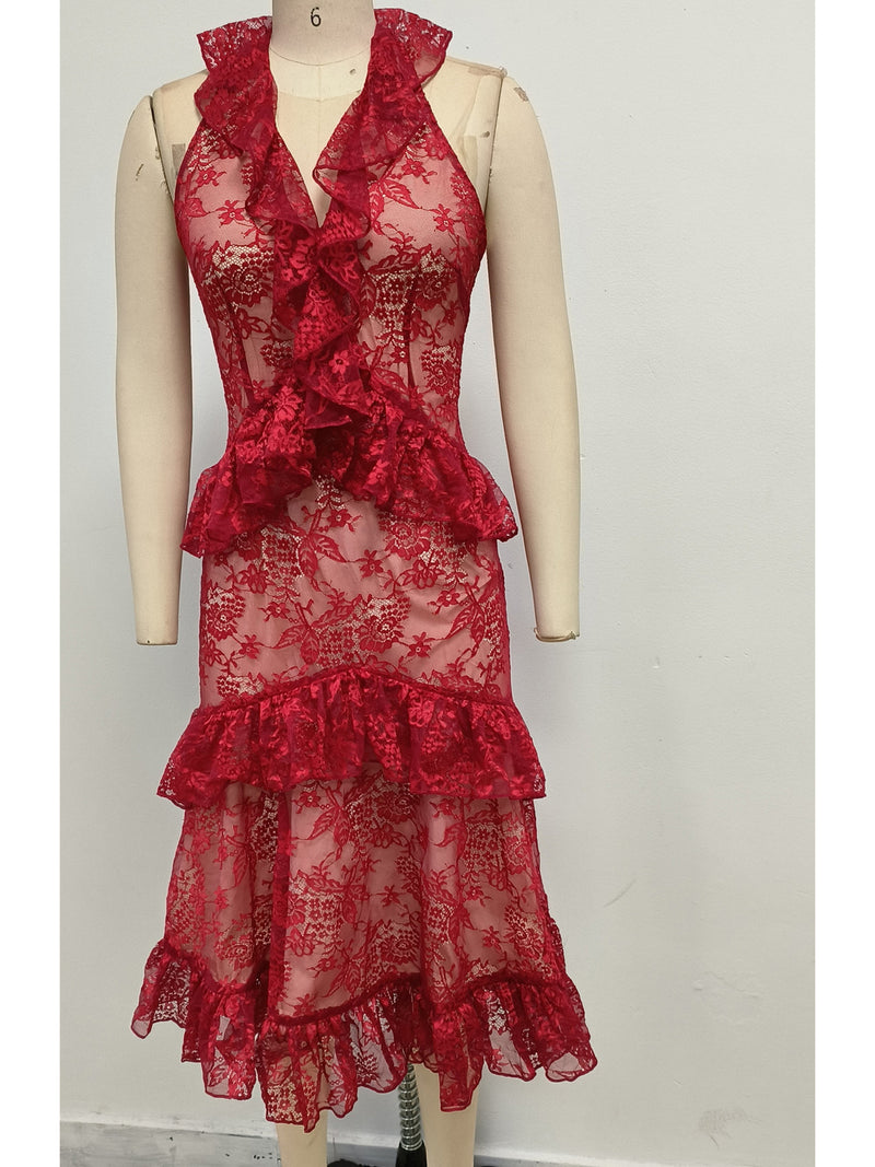 Sleeveless V-neck Backless Long Dress