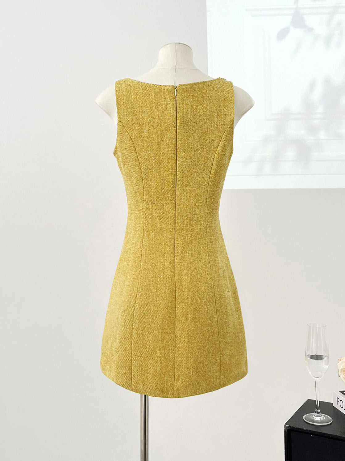 Square Collar Diamonds Short Dress