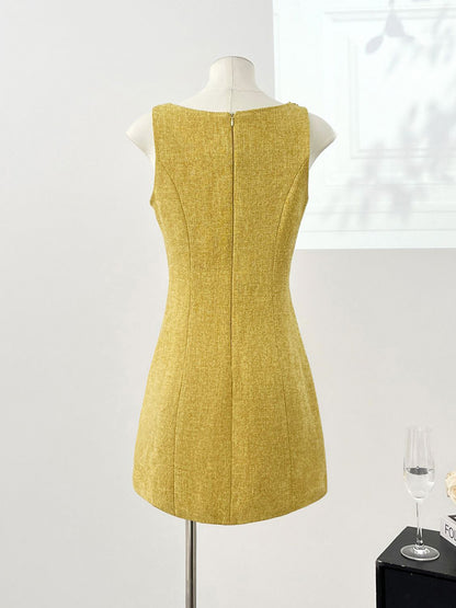 Square Collar Diamonds Short Dress
