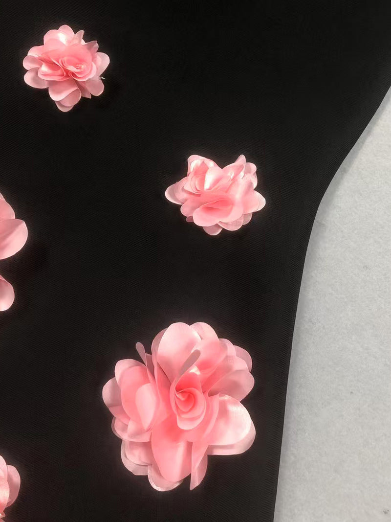 Elegant Off Shoulder Patchwork Flower Long Dress