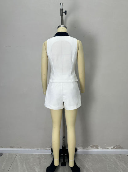 Hit Color Sleeveless Two Piece Set