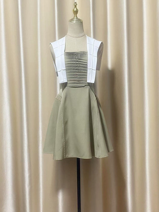 Hit Color Sleeveless Short Dress