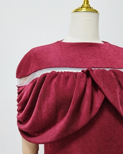 Red Off-Shoulder Ruched Bodycon Maxi Dress