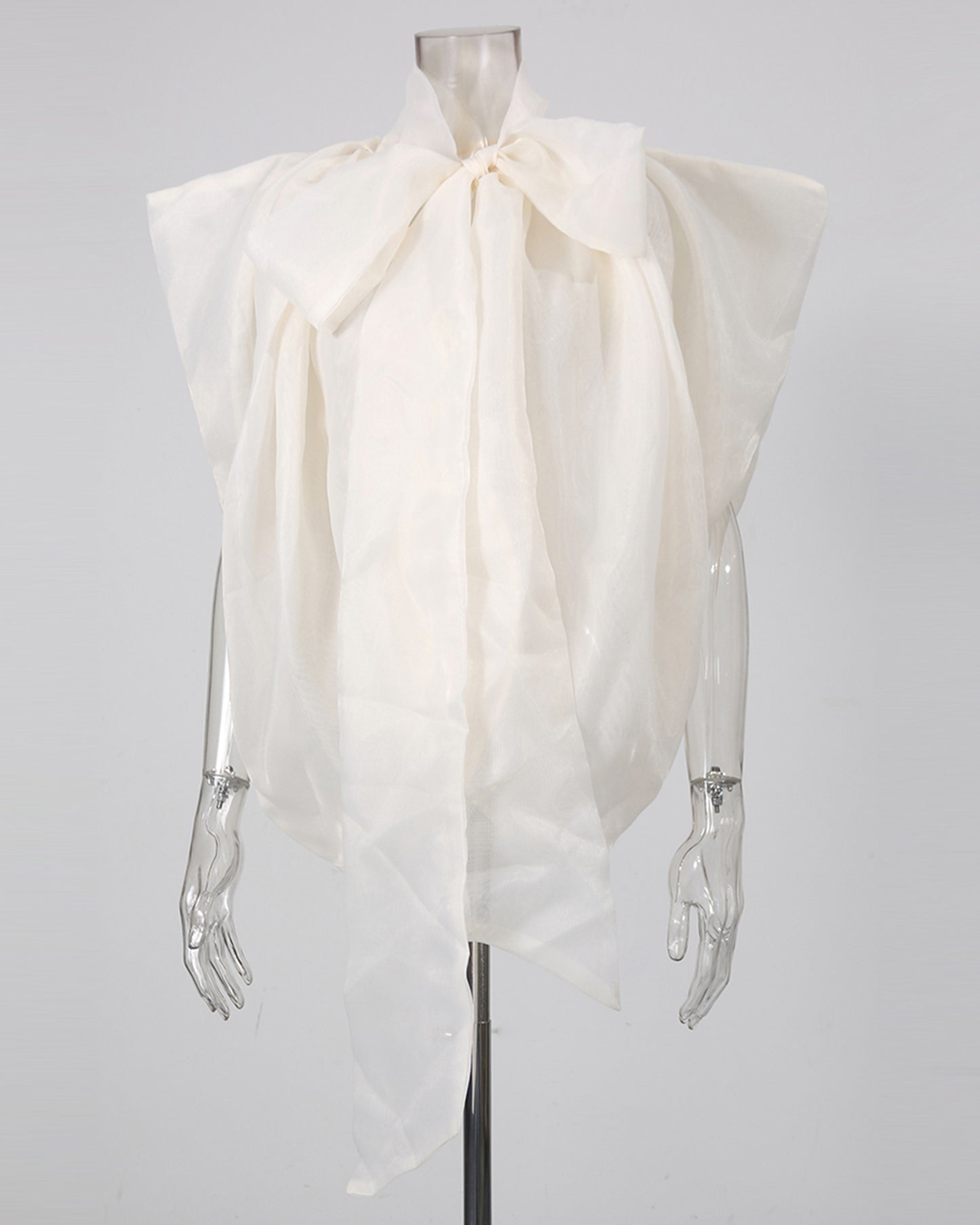 Apricot Bowknot Stand Collar Loose Blouse