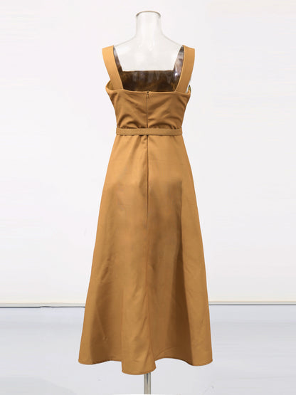 Print Square Collar Long Dress